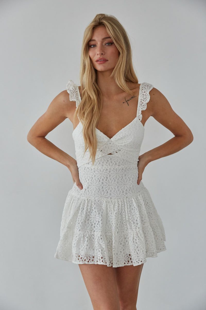 Liliana Lace Mini Dress in White sold by American Threads product image thumbnail 5