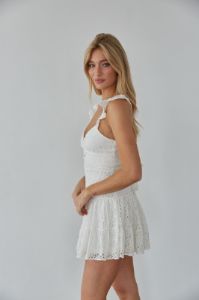 Liliana Lace Mini Dress in White sold by American Threads