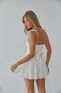 Liliana Lace Mini Dress in White sold by American Threads