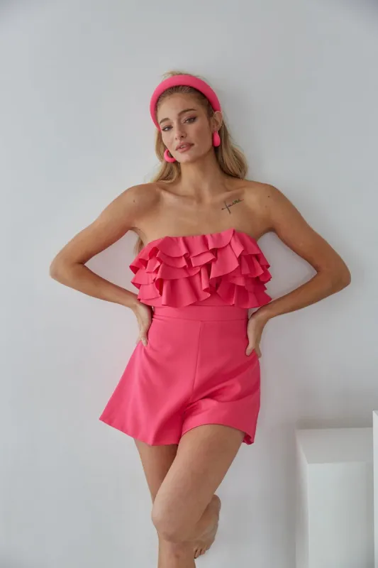 Leilani Strapless Romper in Pink sold by American Threads