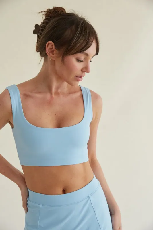 Kenzie Double Lined Crop Tank in Blue sold by American Threads