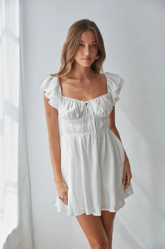 Ayanna Ruffle Sleeve Babydoll Mini Dress sold by American Threads