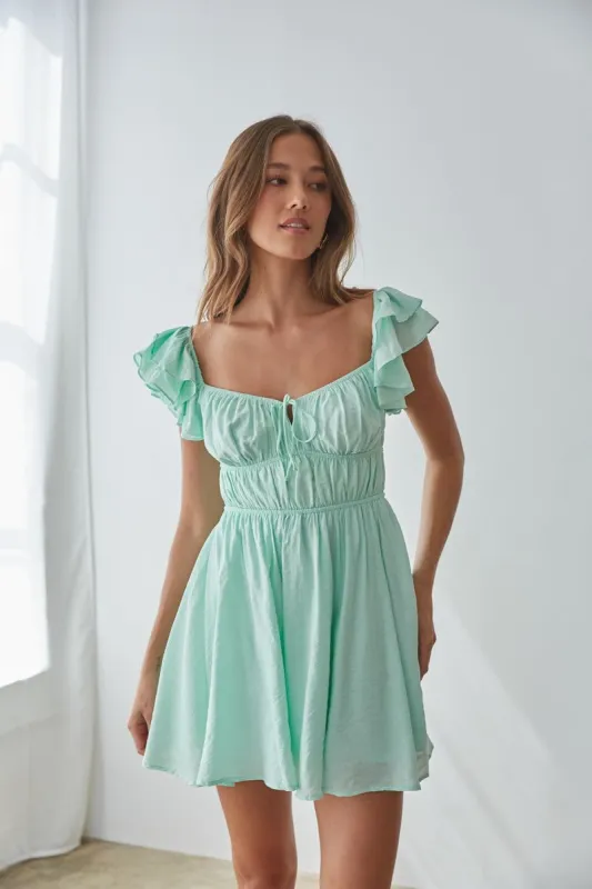 Ayanna Ruffle Babydoll Dress in Mint sold by American Threads