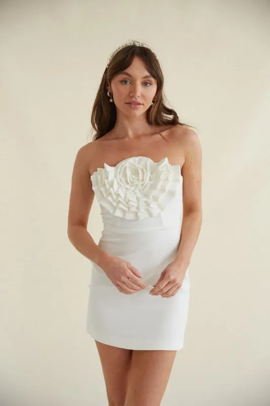 Julianna Rose Dress in White sold by American Threads