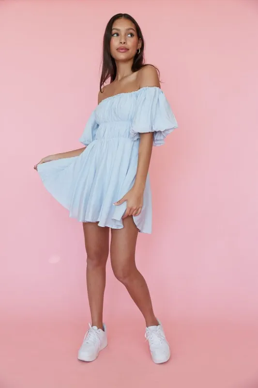 Santal Puff Babydoll Dress in White sold by American Threads