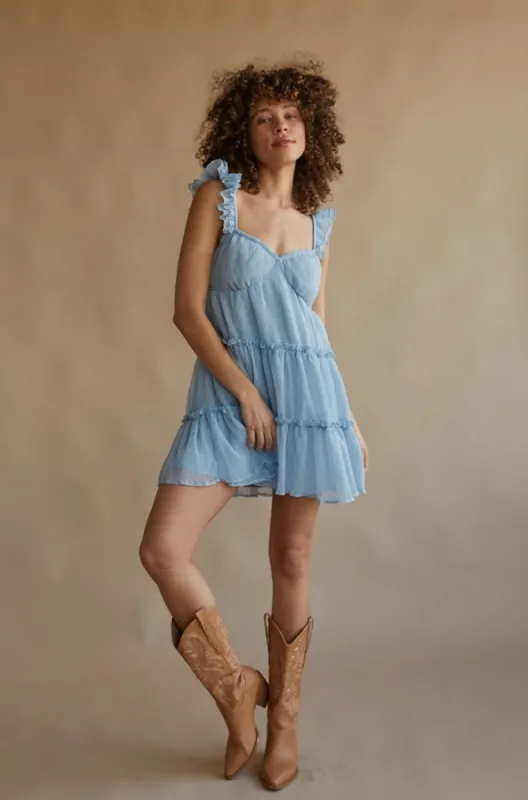 Iridessa Tiered Ruffle Babydoll Mini Dress sold by American Threads