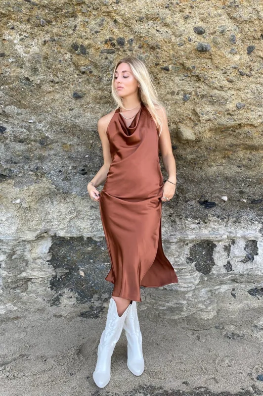 Monaco Satin Midi Dress sold by American Threads