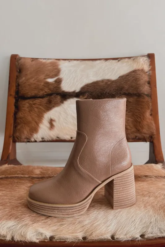 Sawyer Faux Leather Block Heel Booties sold by American Threads