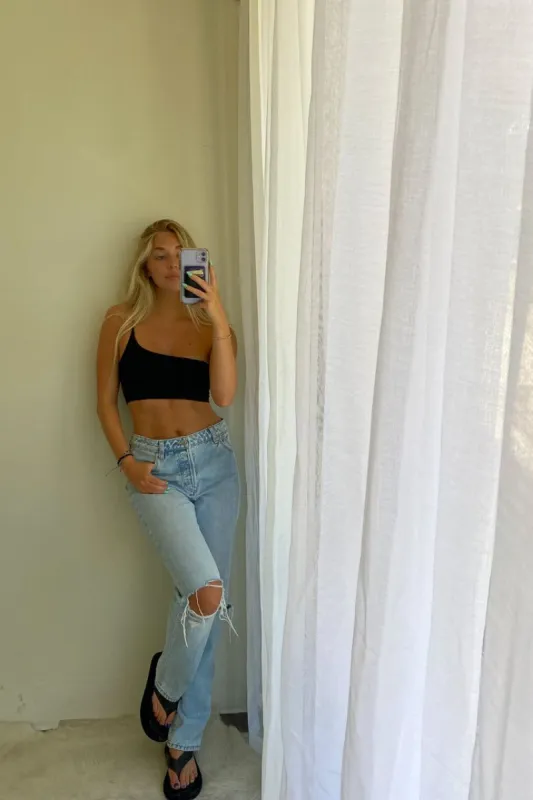 Britney One Shoulder Ribbed Tank sold by American Threads