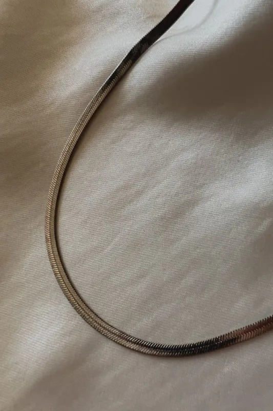 Harmonia Herringbone Chain Necklace in Silver sold by American Threads