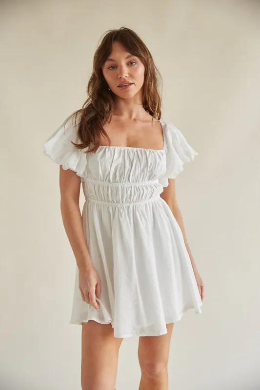 Santal Puff Sleeve Babydoll Mini Dress sold by American Threads