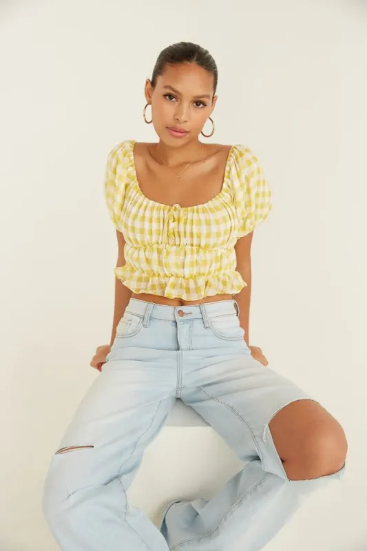 Pamela Gingham Crop Top sold by American Threads