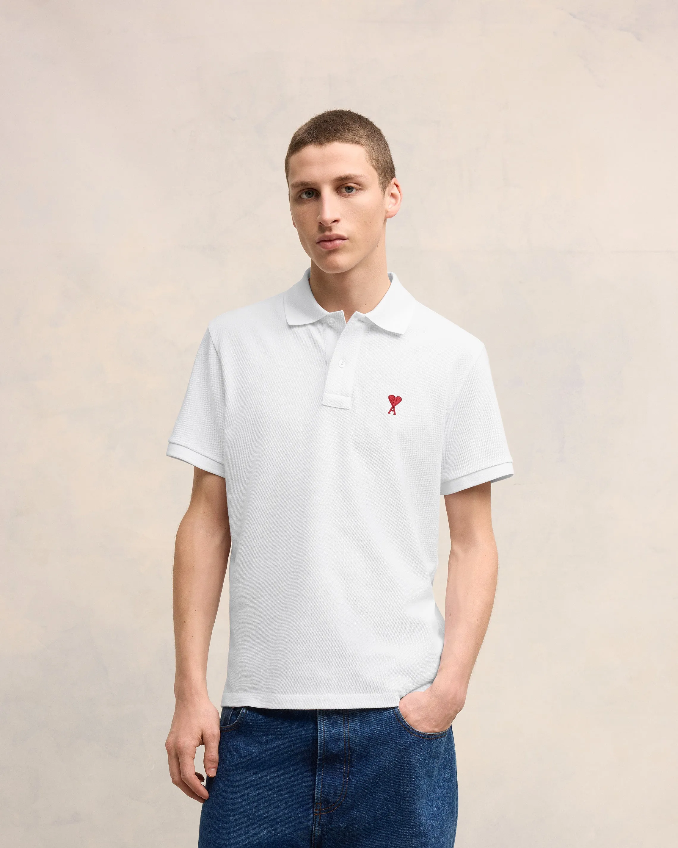 Polo Ami De Coeur Rouge Blanc en Coton sold by Ami product image thumbnail 3