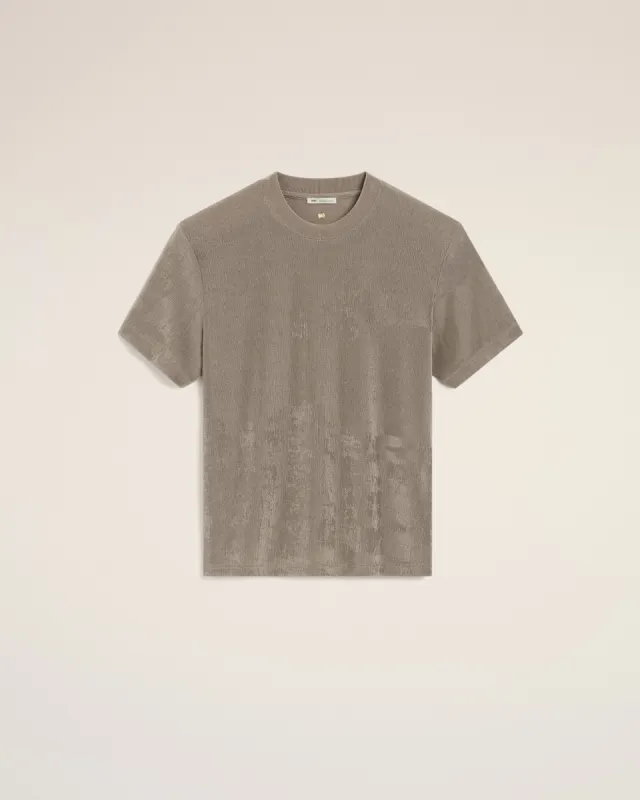 T-Shirt Beige Manches Courtes En Jersey Brillant made by Ami