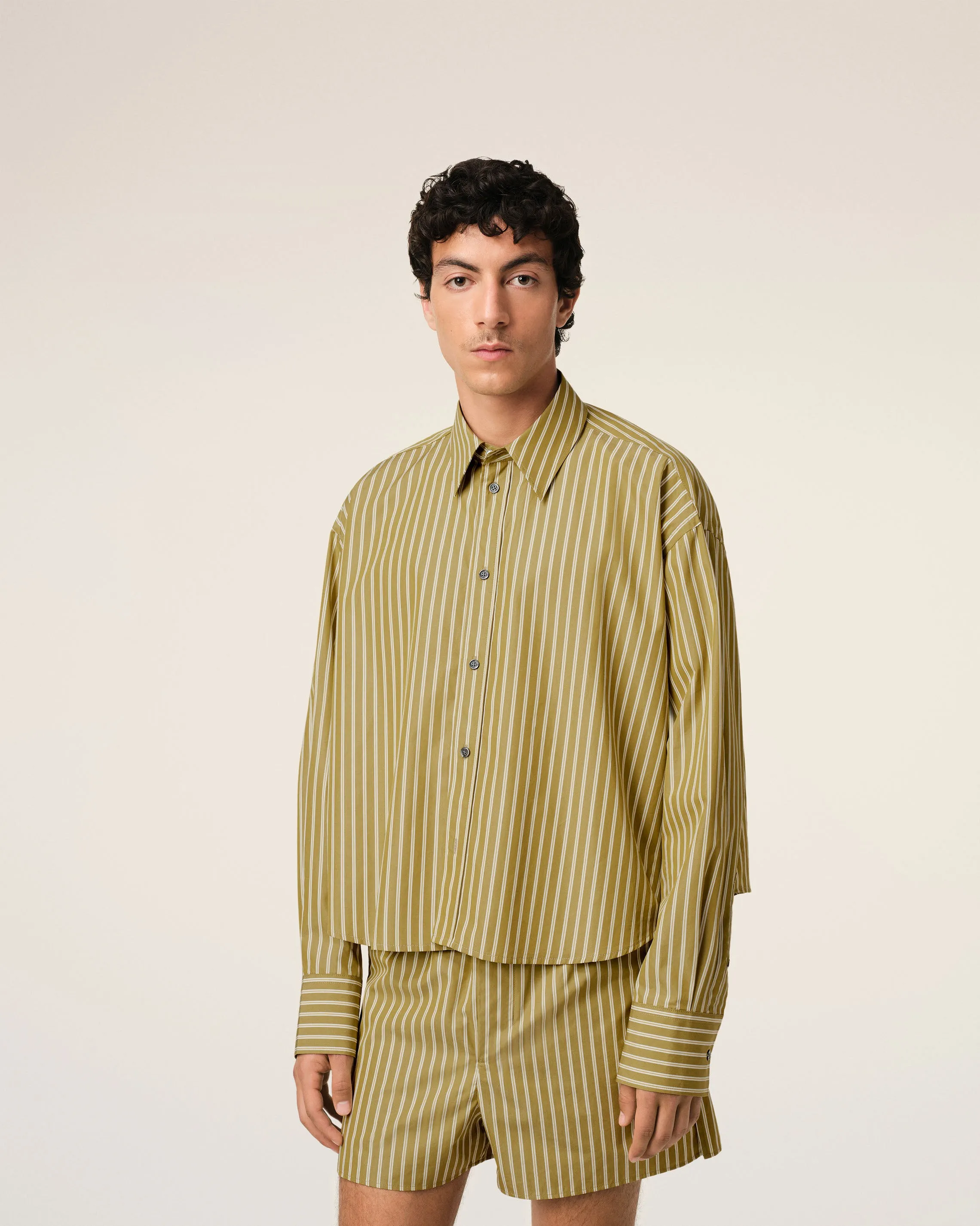 Chemise Kaki Cropped Oversize En Coton sold by Ami product image thumbnail 3