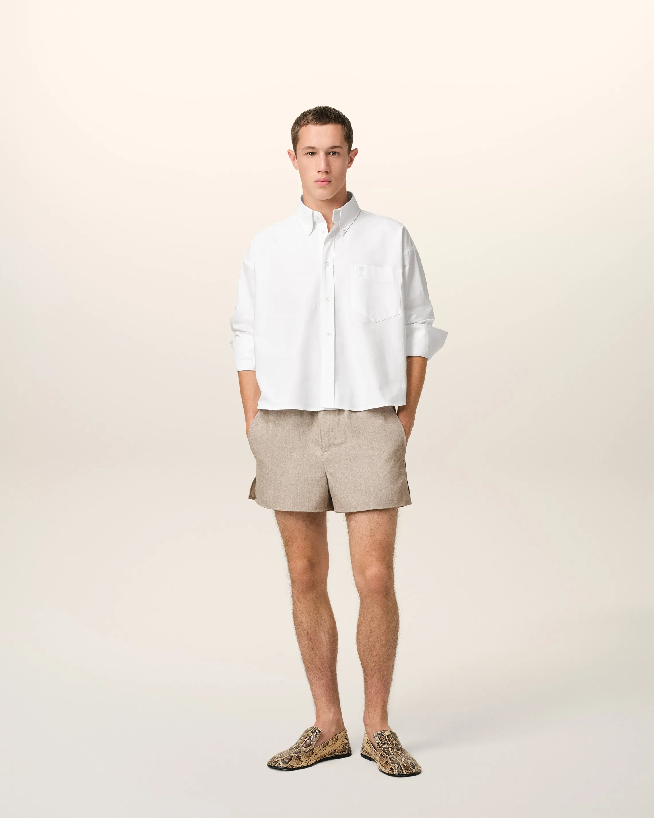 Chemise Blanche Cropped Oversize En Coton sold by Ami