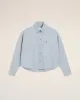 Chemise Bleue Cropped Oversize Col Boutonné En Coton sold by Ami