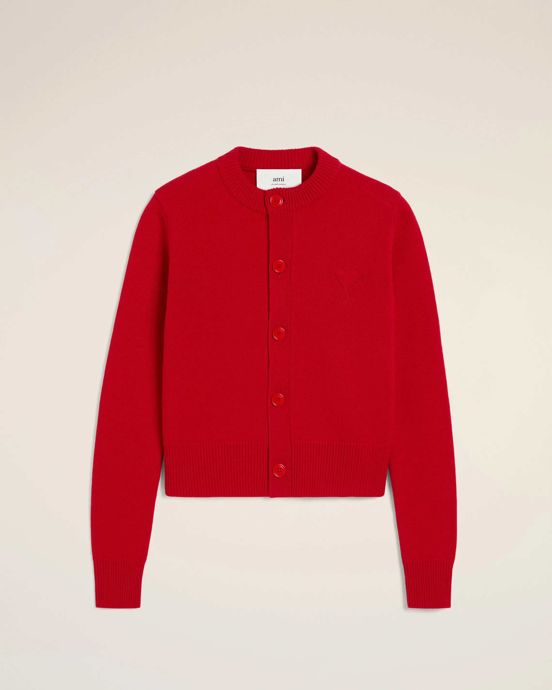 Cardigan Rouge Col Rond Ami de Coeur En Laine sold by Ami product image thumbnail 2