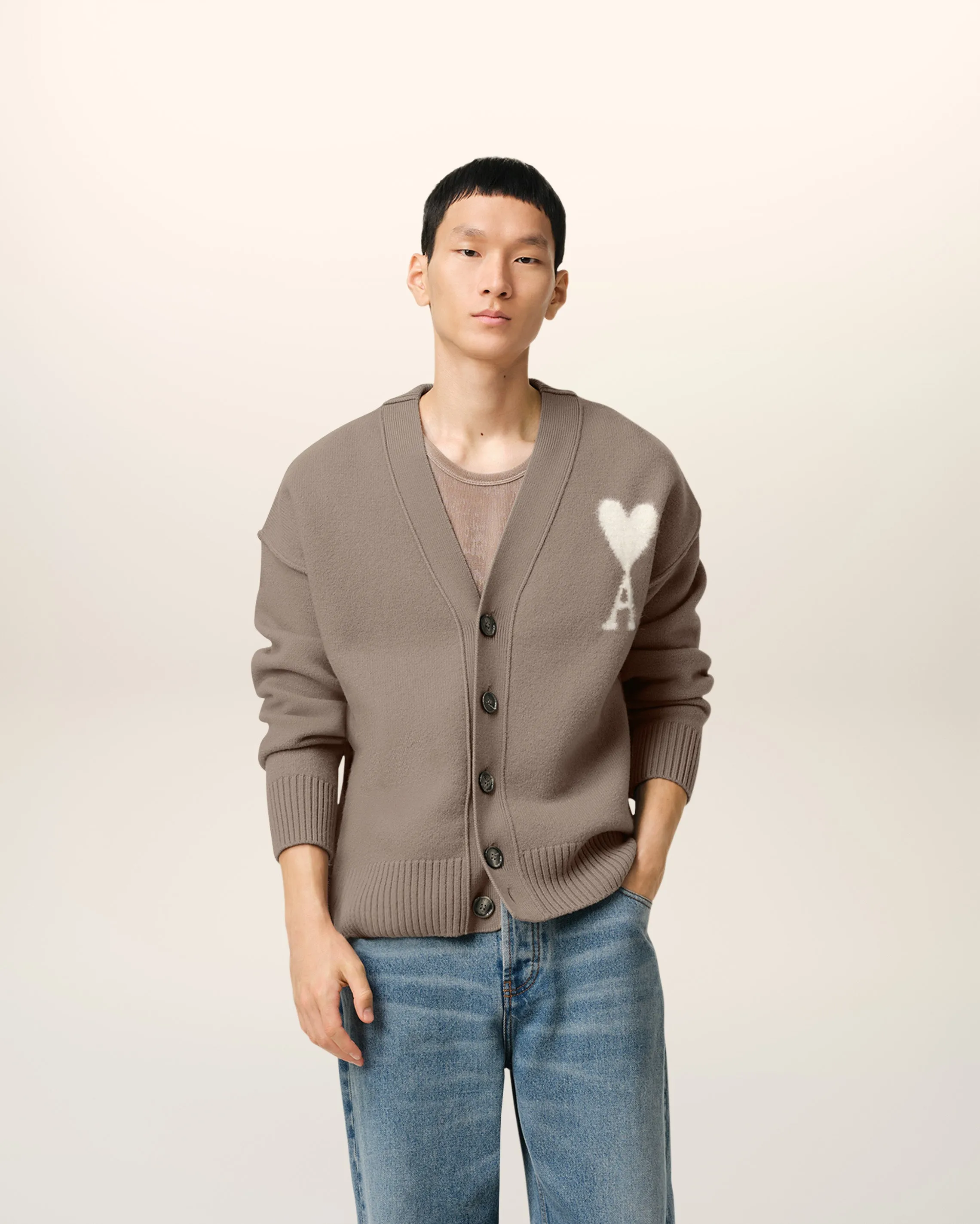 Cardigan Taupe Ami de Coeur En Laine sold by Ami