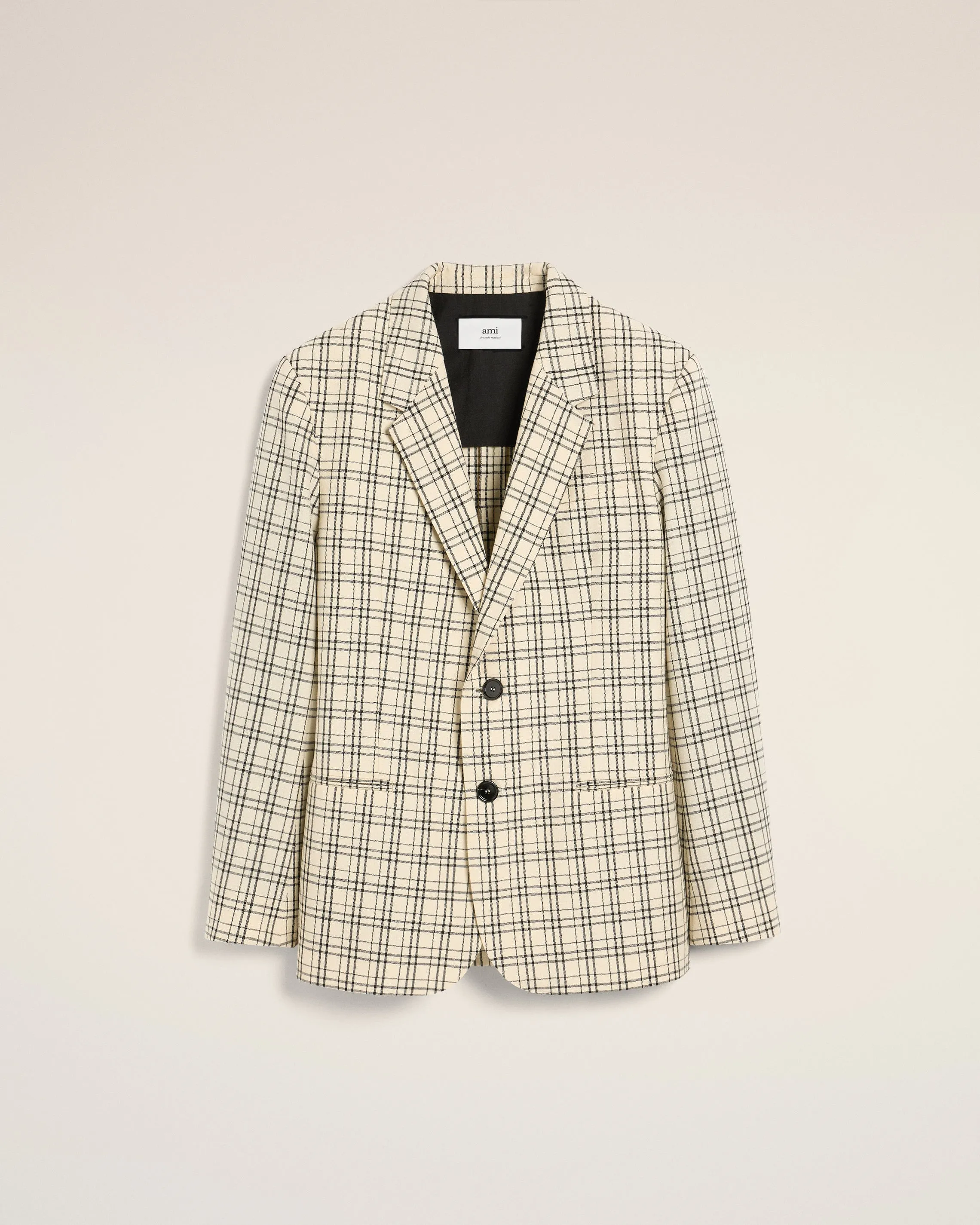 Veste Beige À Carreaux Semi-Doublée En Laine sold by Ami product image thumbnail 2