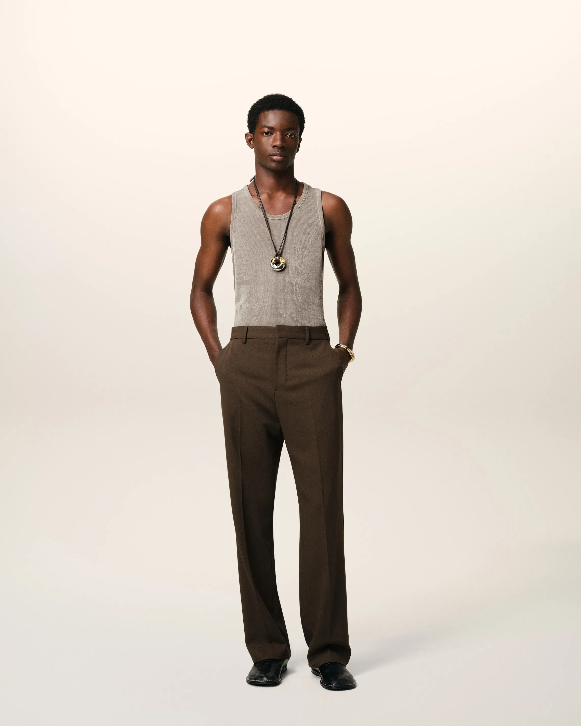 Débardeur Beige En Jersey Rib Brillant Léger sold by Ami