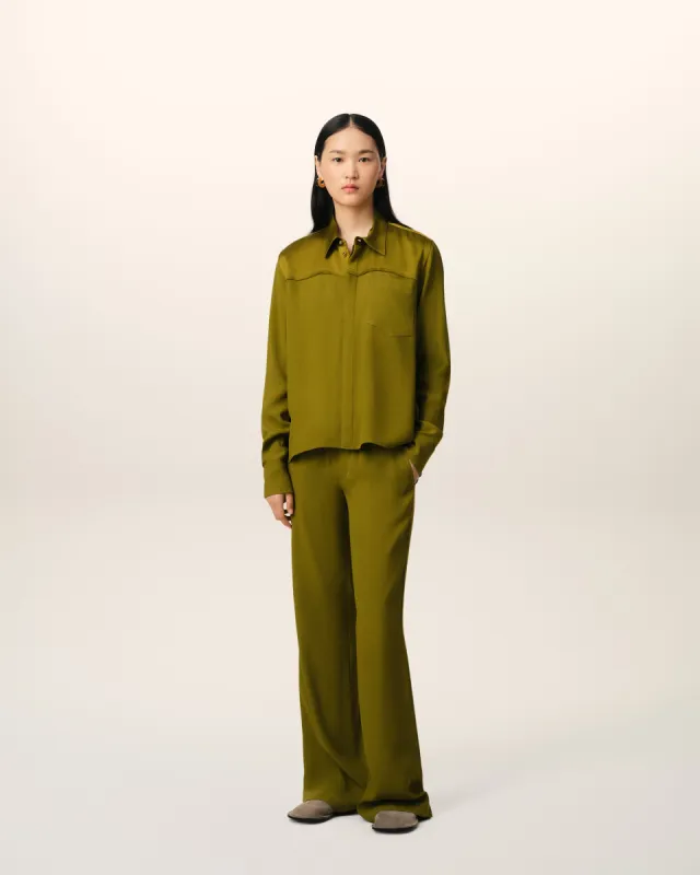 Chemise Haut Contraste En Kaki Manches Longues sold by Ami