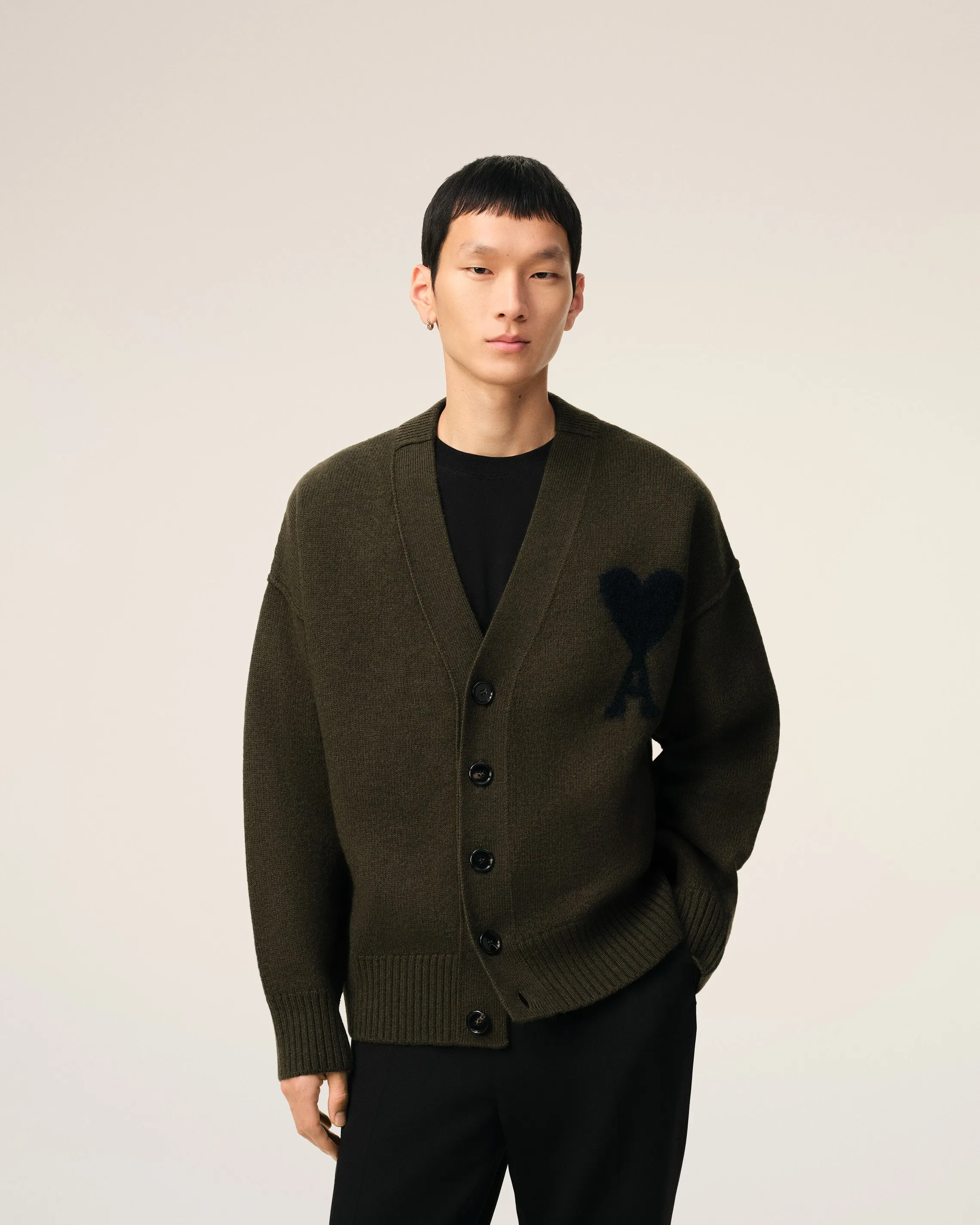 Cardigan Ami De Coeur Kaki En Laine sold by Ami