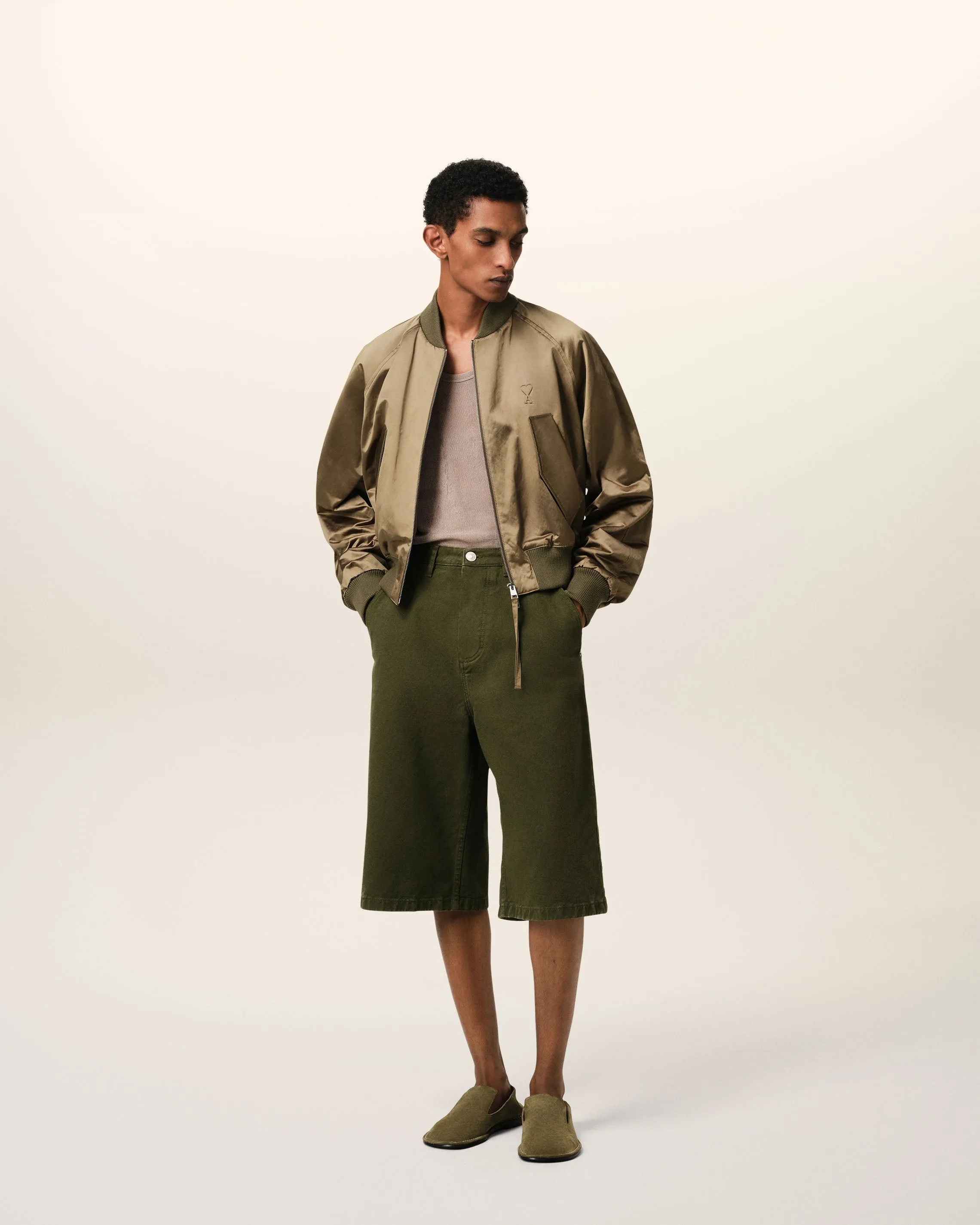 Bermuda Vert Coupe Large En Coton sold by Ami