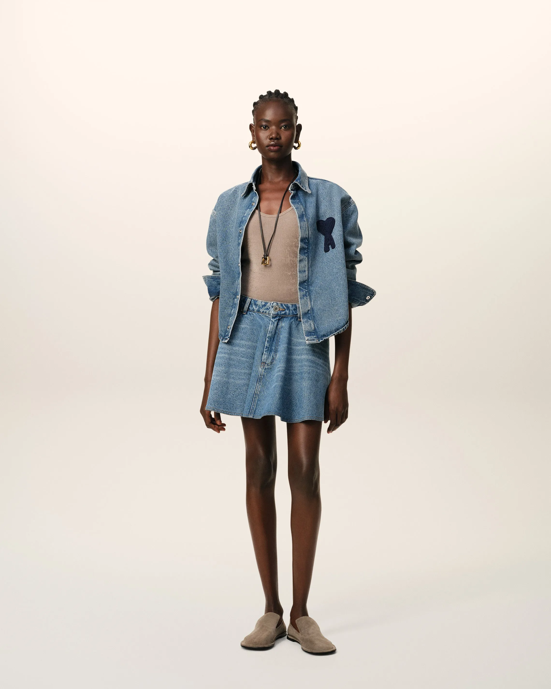 Chemise Bleue Cropped Ami de Coeur En Coton sold by Ami