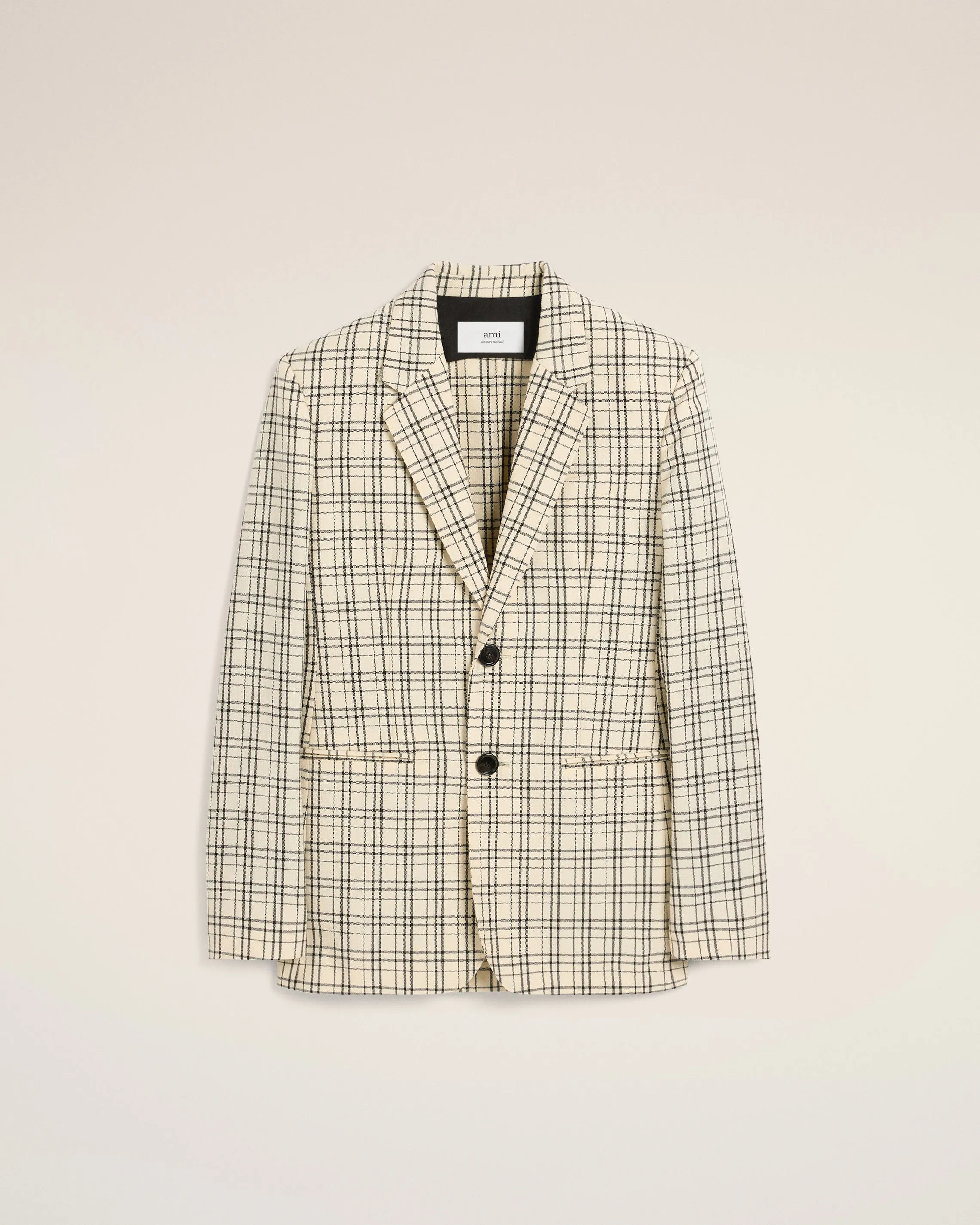 Veste Beige À Carreaux Semi-Doublée En Laine sold by Ami product image thumbnail 2