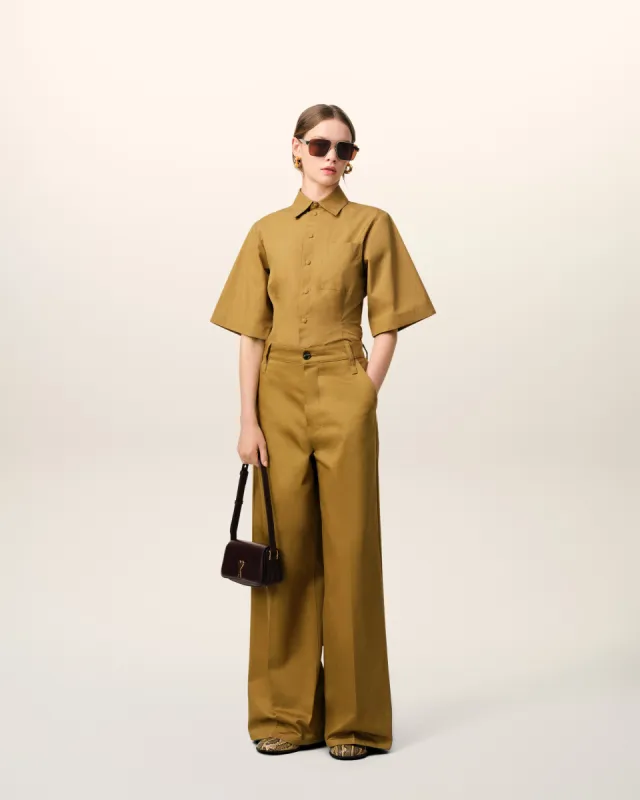 Chemise Moutarde Manches Courtes En Coton sold by Ami