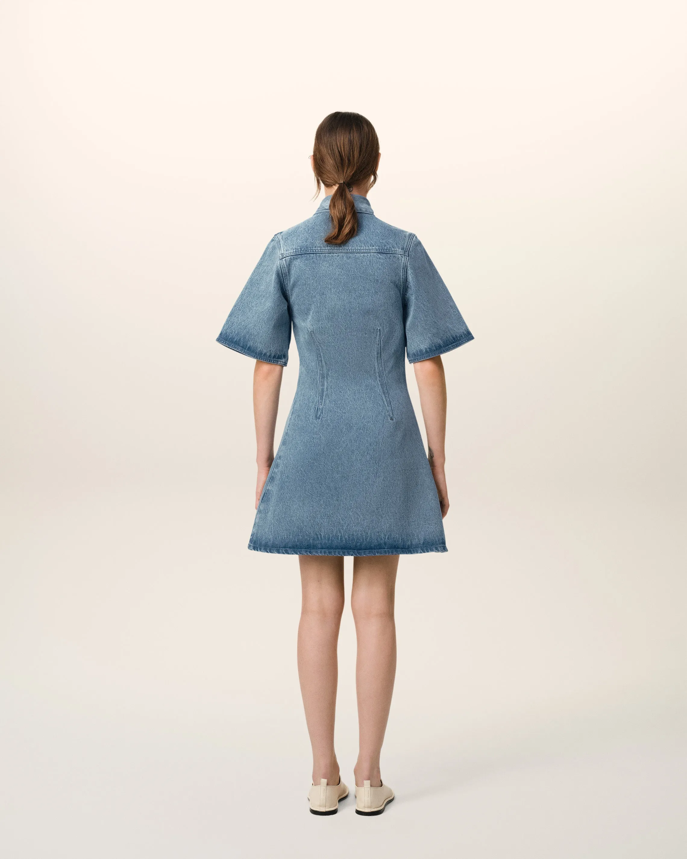 Robe Chemise Bleue Manches Courtes En Coton sold by Ami product image thumbnail 5