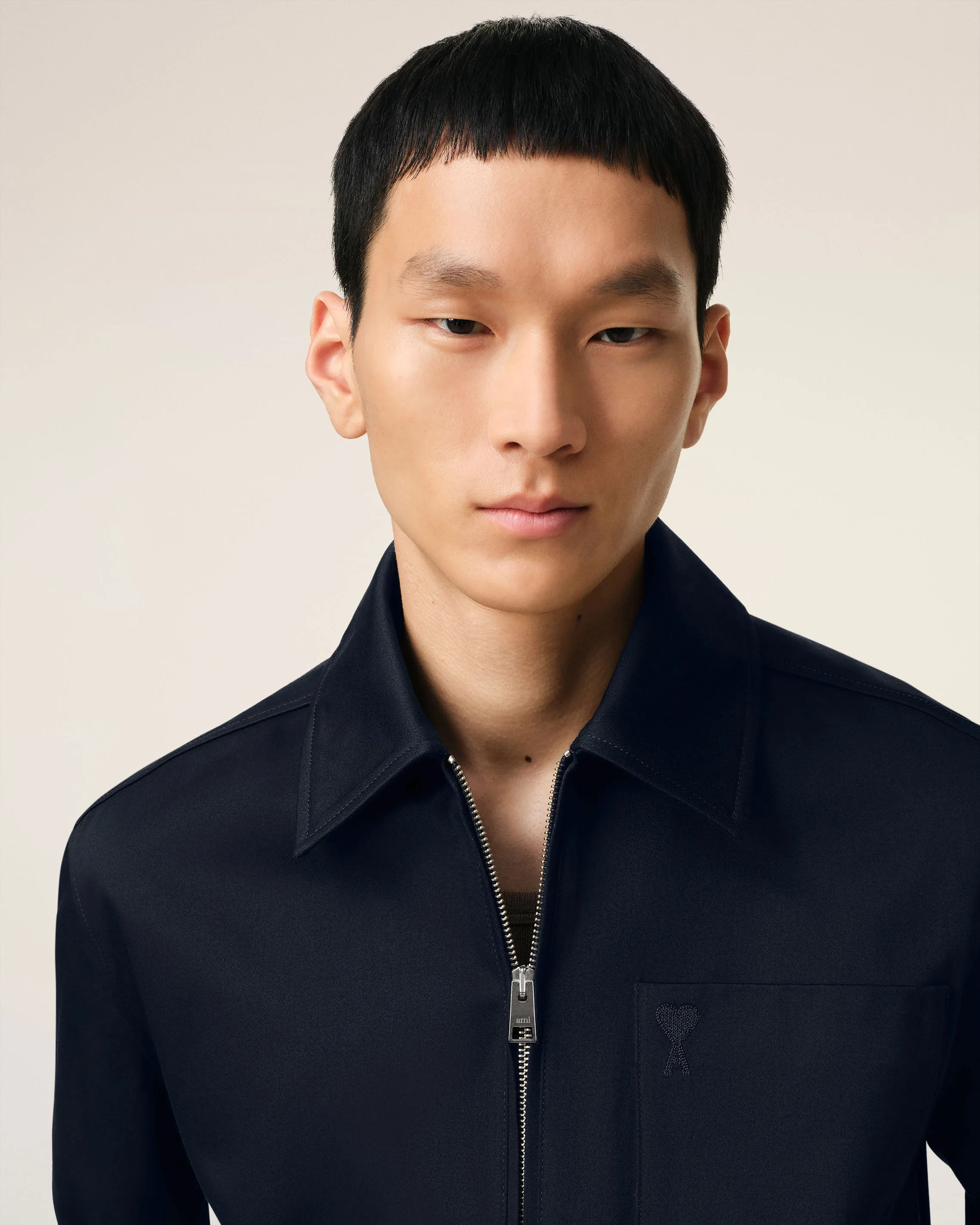 Blouson Bleu Marine Zippé Ami de Coeur En Coton sold by Ami product image thumbnail 4