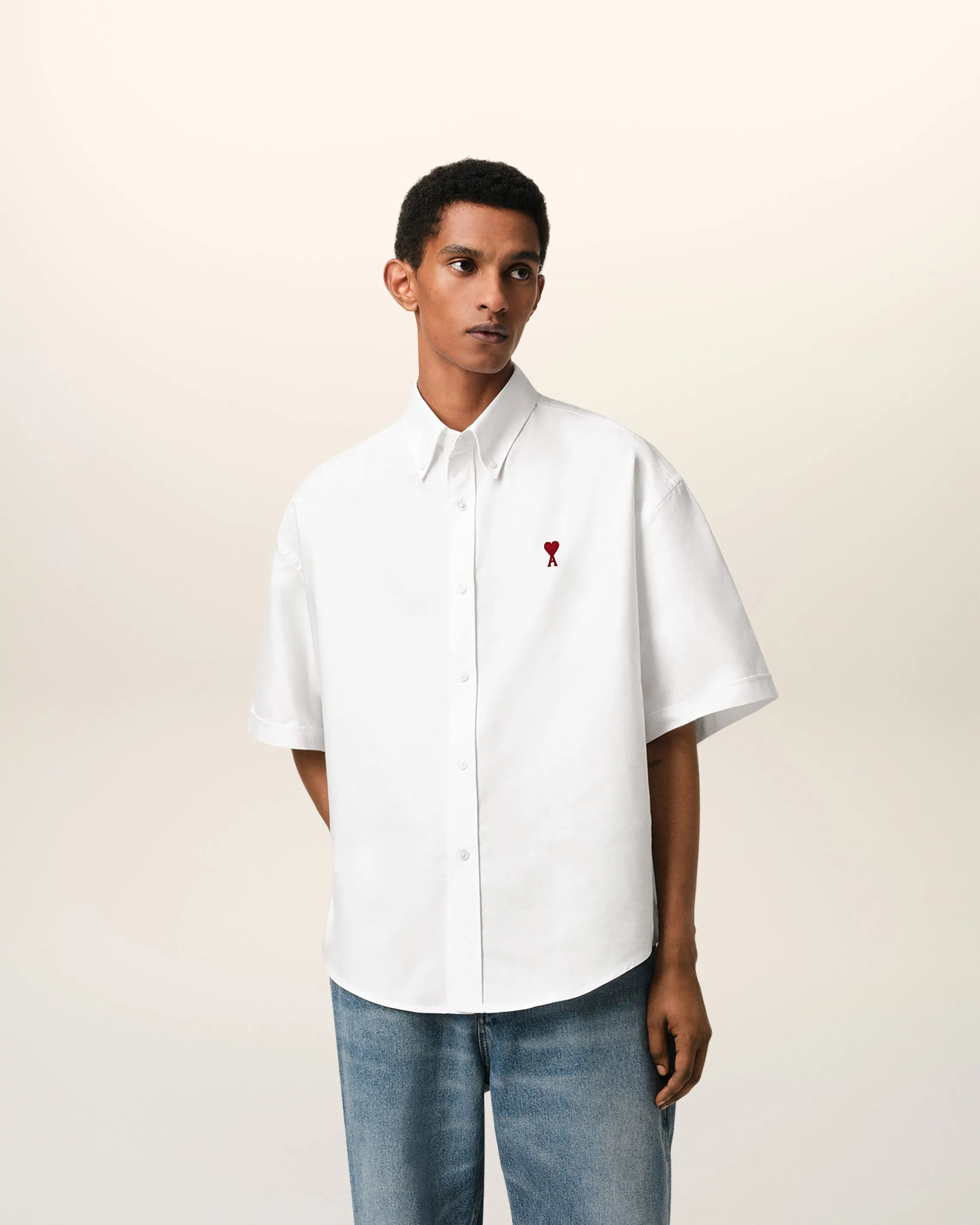 Chemise Blanche Coupe Boxy Manches Courtes En Coton sold by Ami