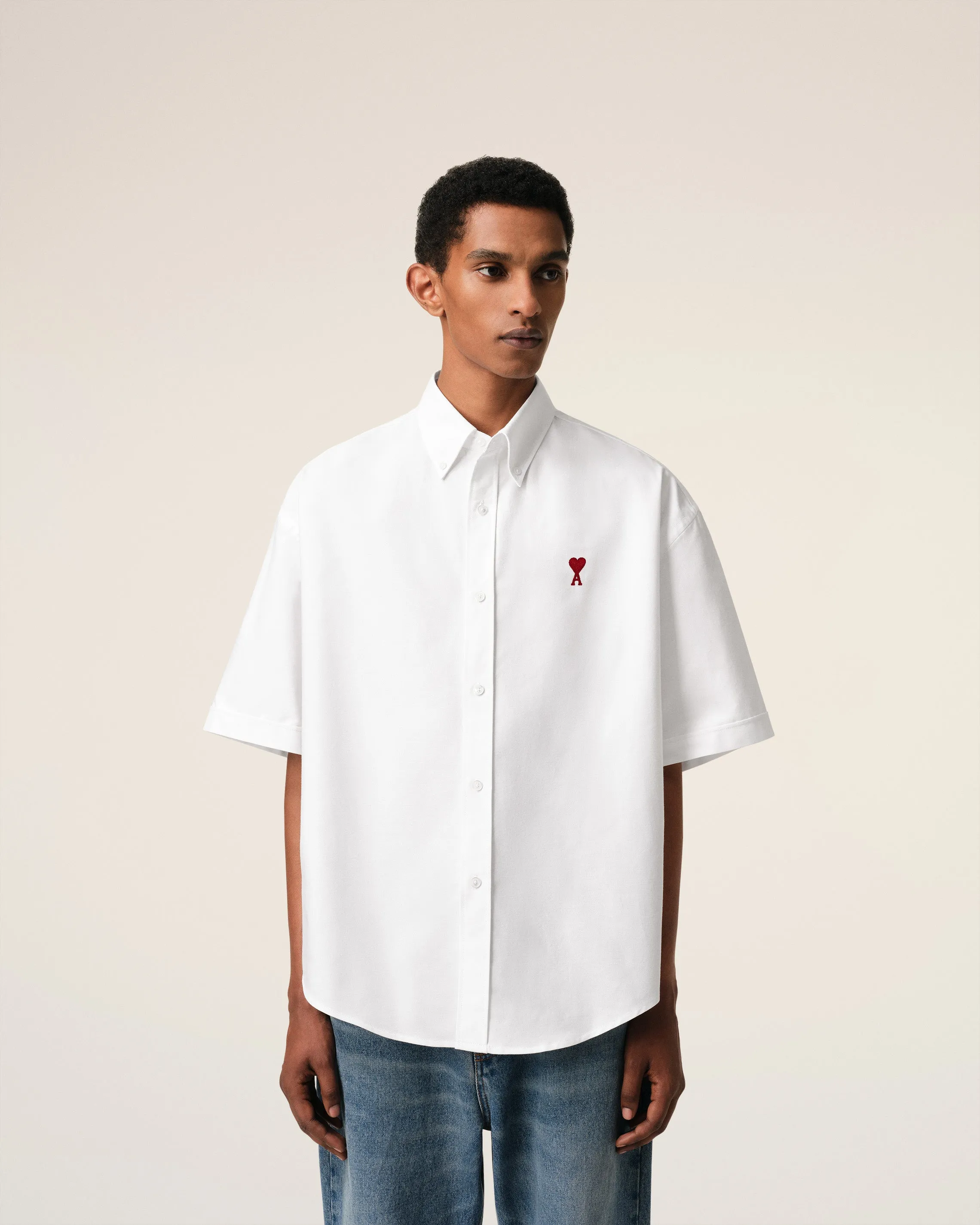 Chemise Blanche Coupe Boxy Manches Courtes En Coton sold by Ami product image thumbnail 3