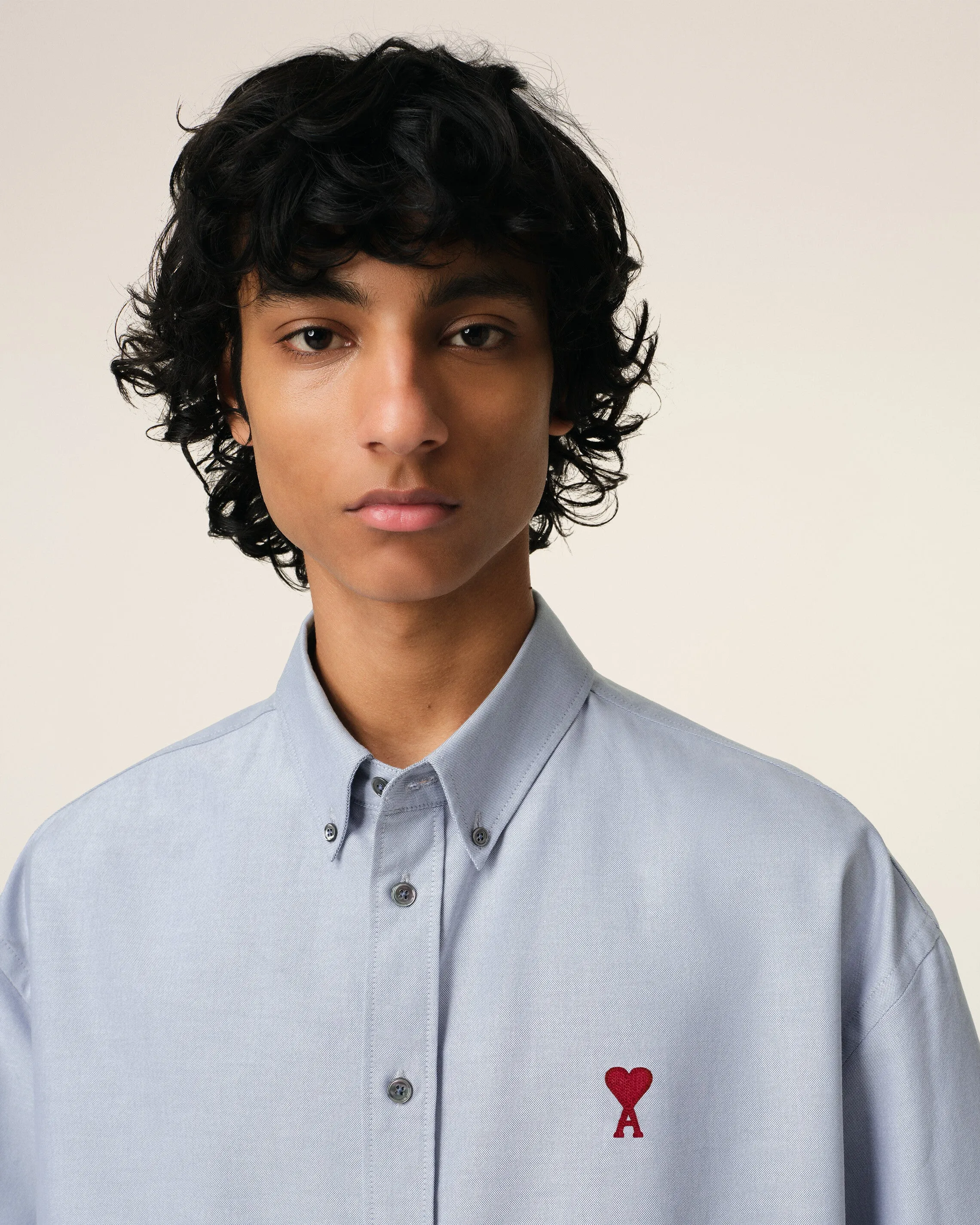 Chemise Bleue Coupe Boxy Manches Courtes En Coton sold by Ami product image thumbnail 4