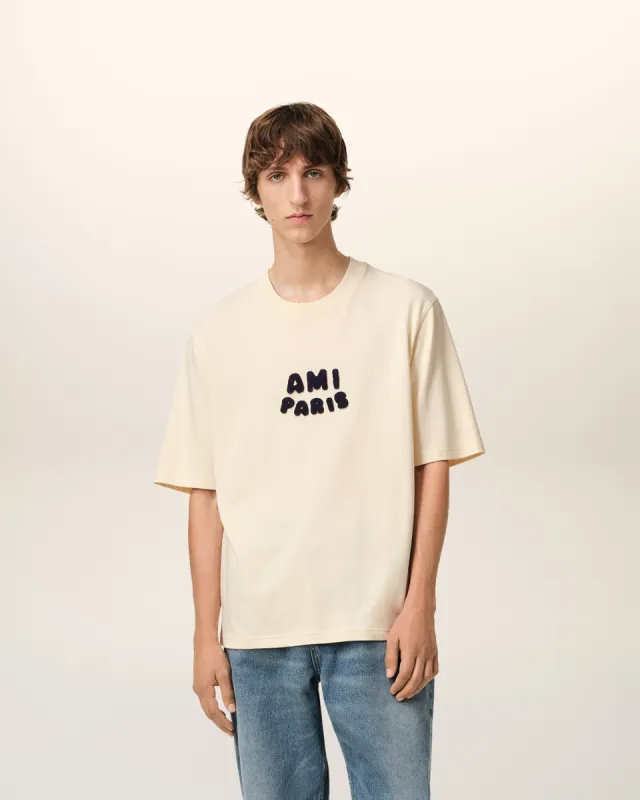 T-Shirt Beige Patch Ami Paris En Coton sold by Ami