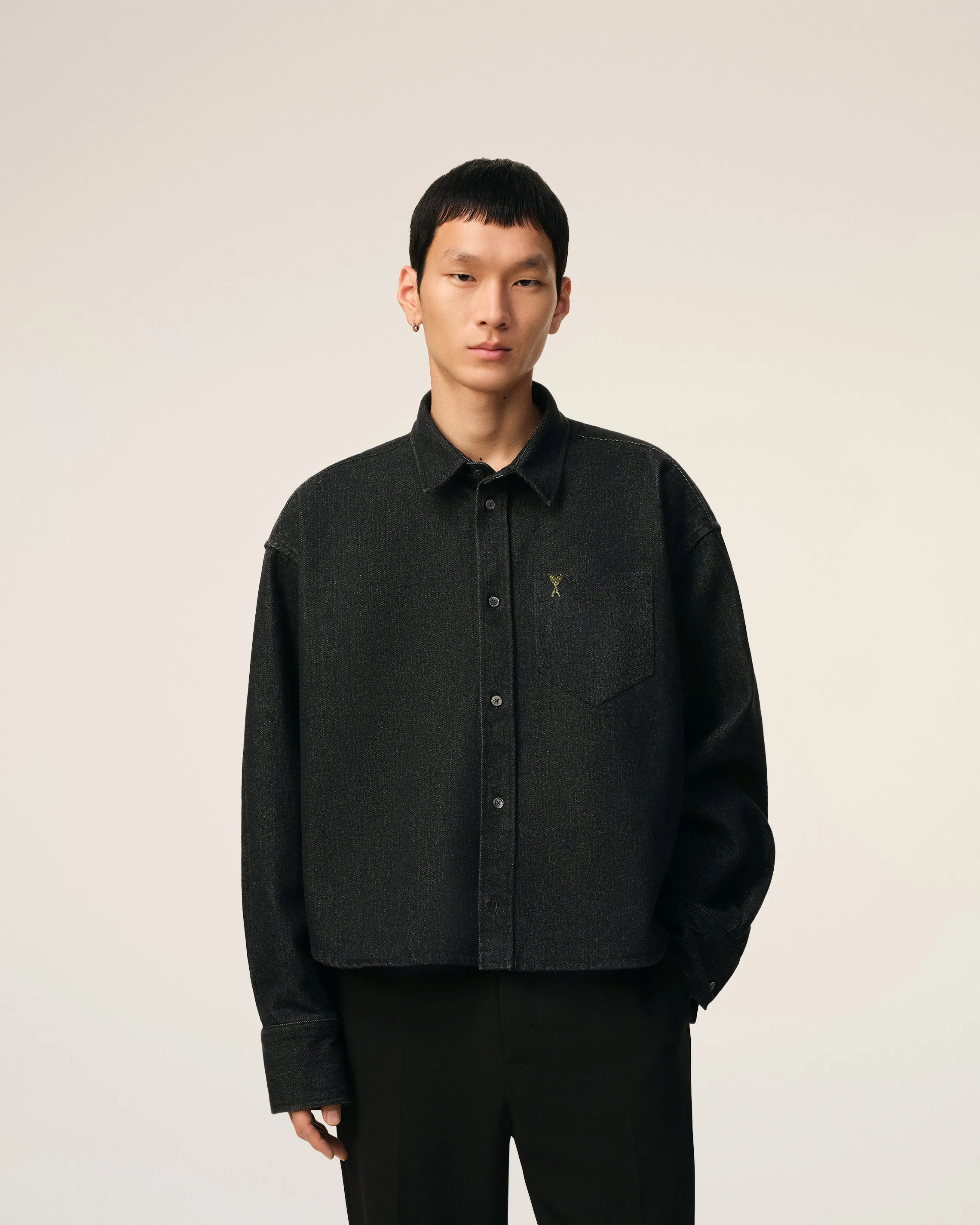 Chemise Courte Ami De Coeur Noire En Coton sold by Ami product image thumbnail 3