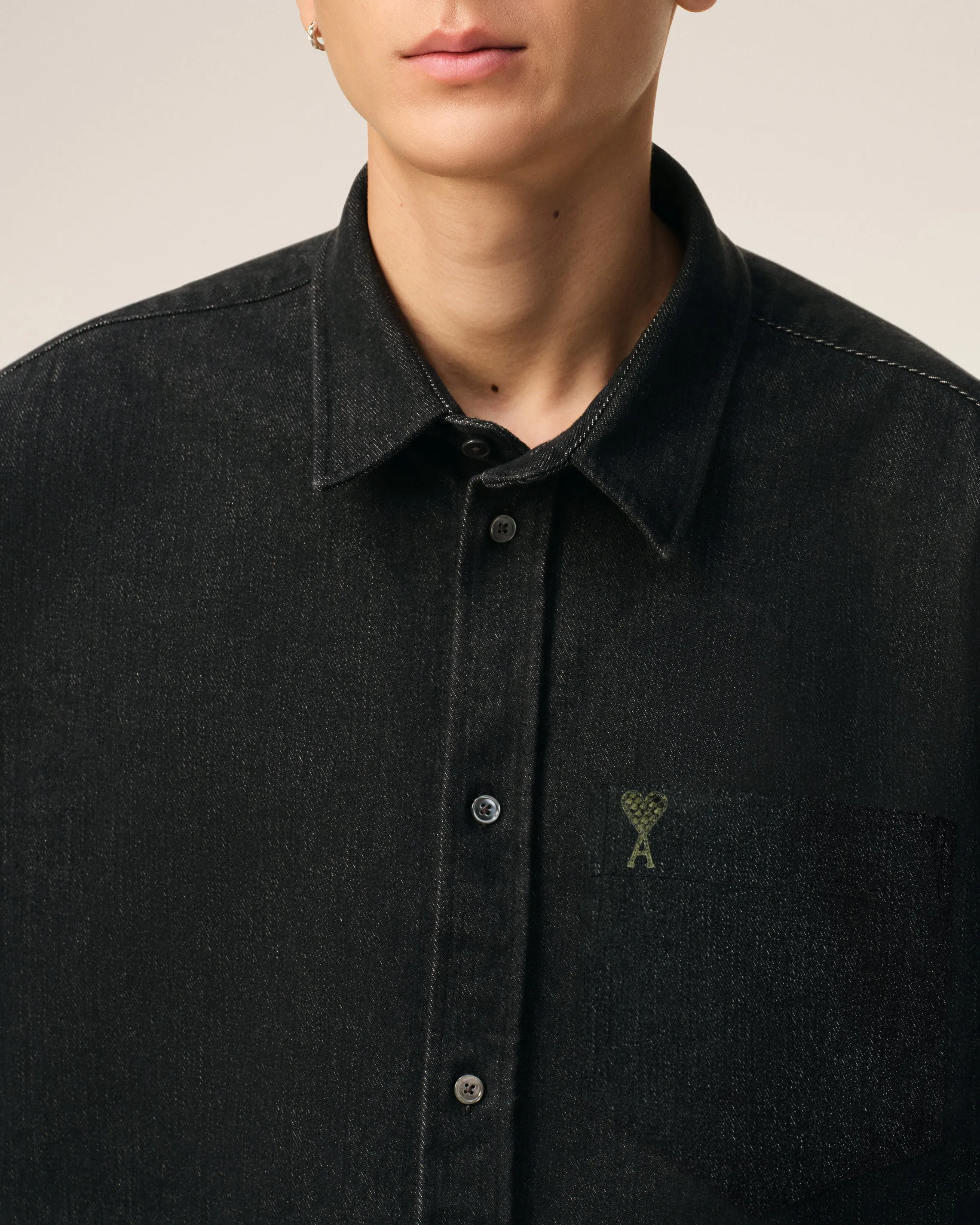 Chemise Courte Ami De Coeur Noire En Coton sold by Ami product image thumbnail 4