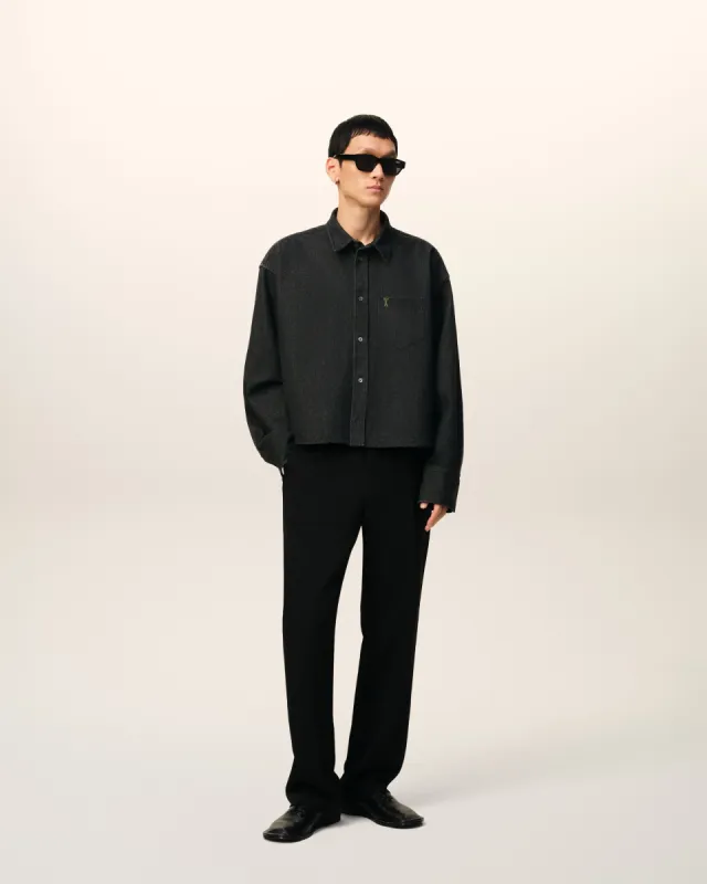 Chemise Courte Ami De Coeur Noire En Coton sold by Ami