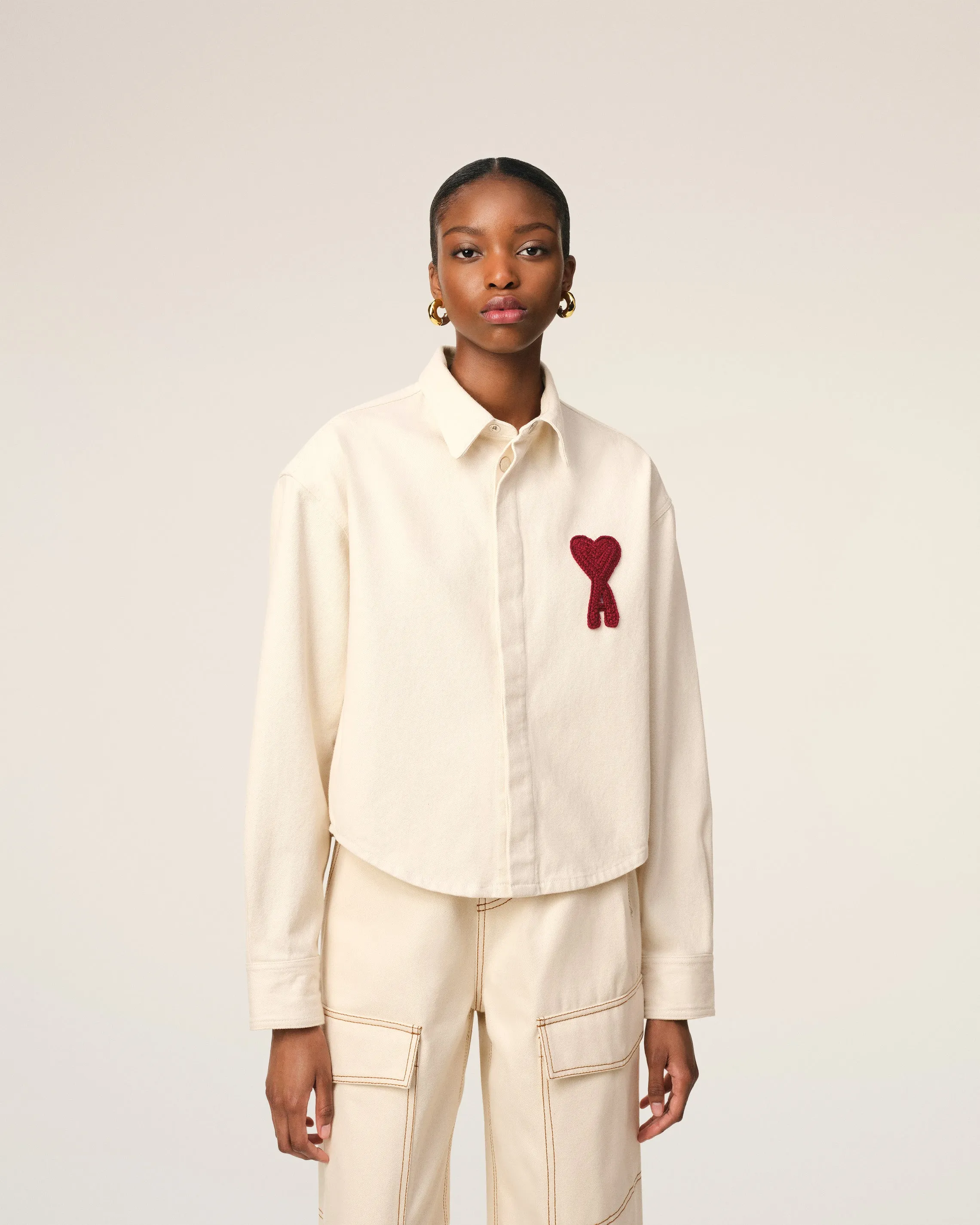 Chemise Beige Cropped Ami de Coeur En Coton sold by Ami product image thumbnail 3