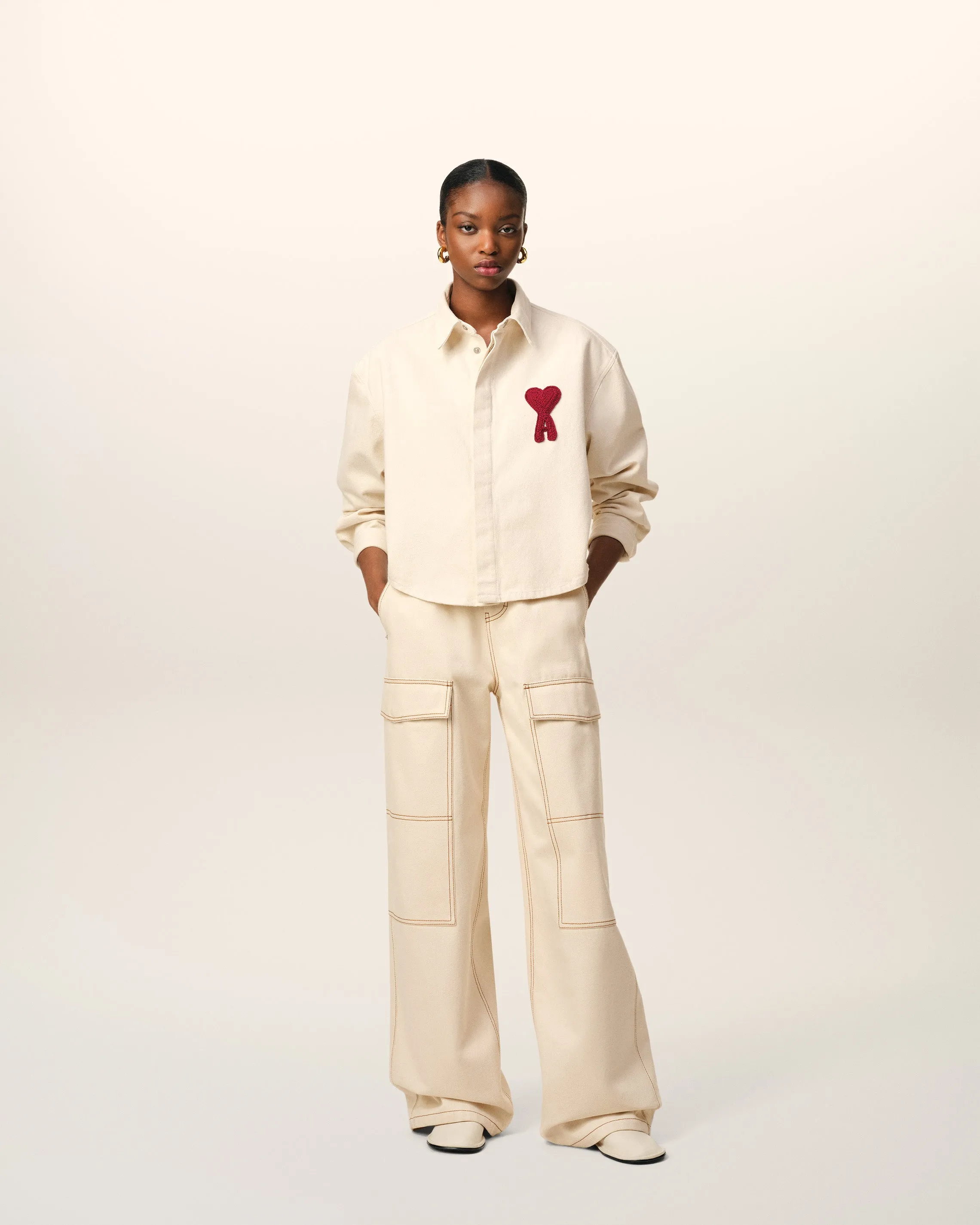 Chemise Beige Cropped Ami de Coeur En Coton sold by Ami product image thumbnail 2