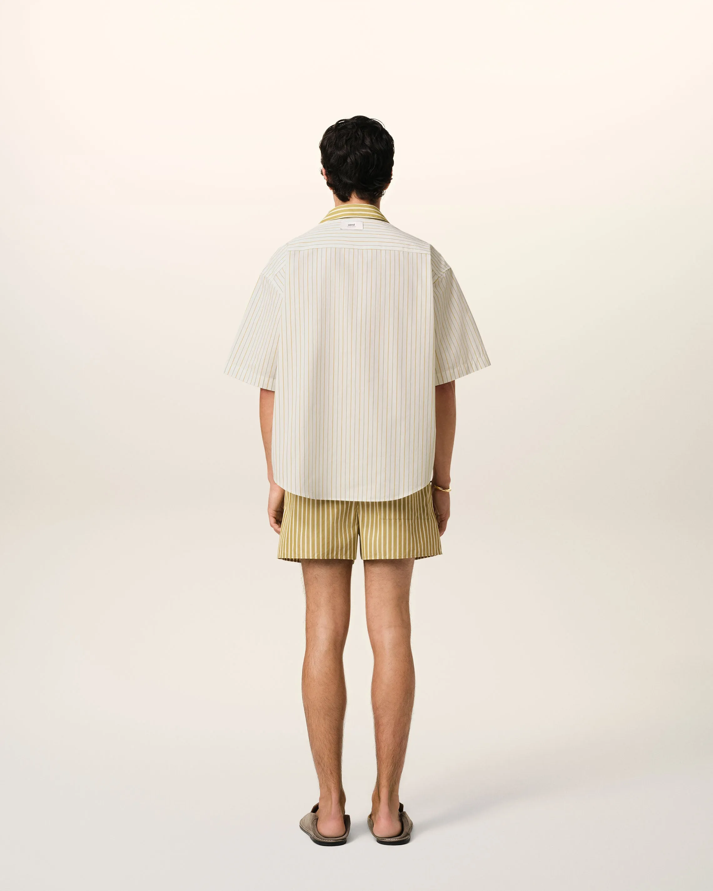 Chemise Blanche Et Kaki Boxy Manches Courtes En Coton sold by Ami product image thumbnail 5