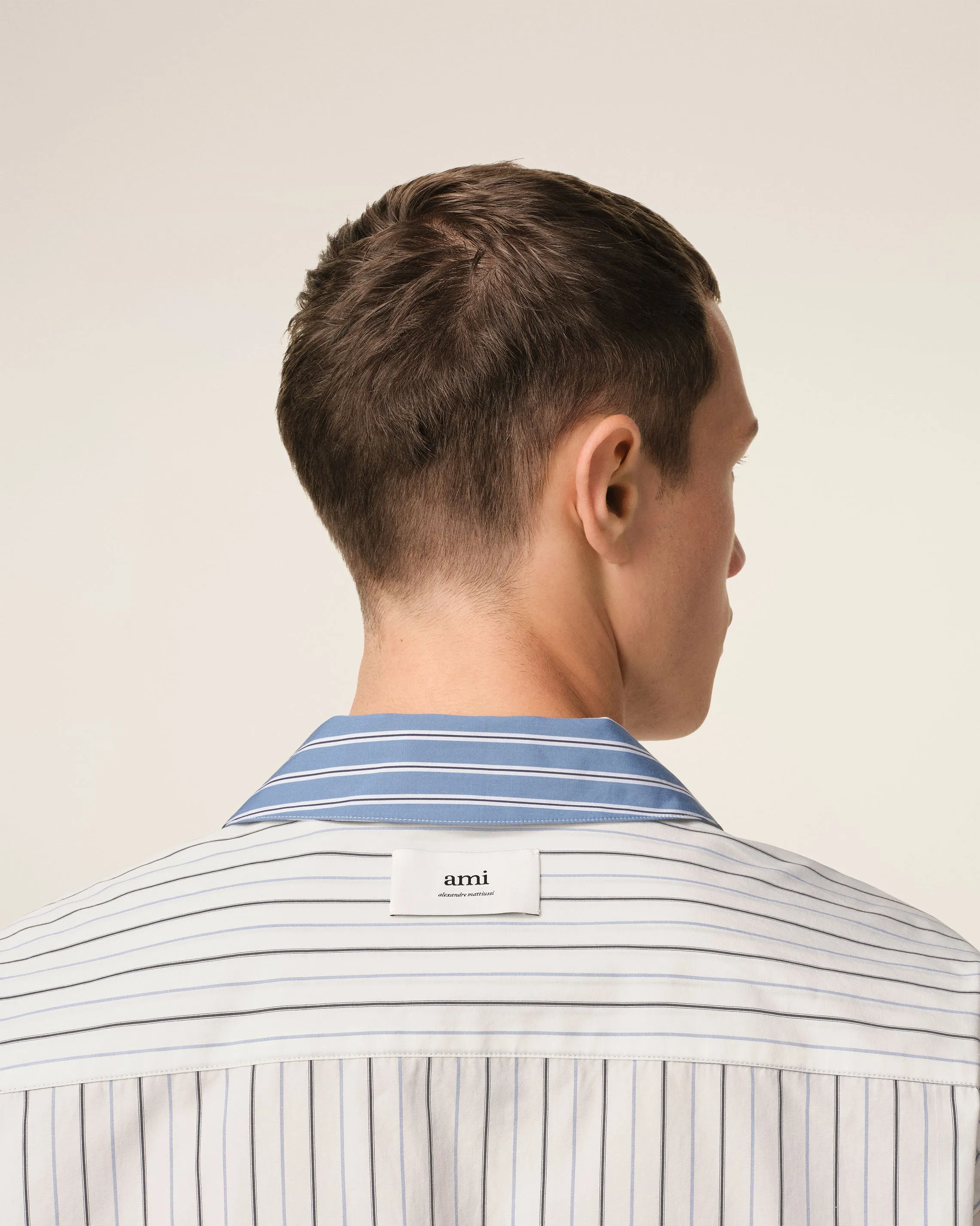 Chemise Blanche Et Bleu Boxy Manches Courtes En Coton sold by Ami product image thumbnail 4