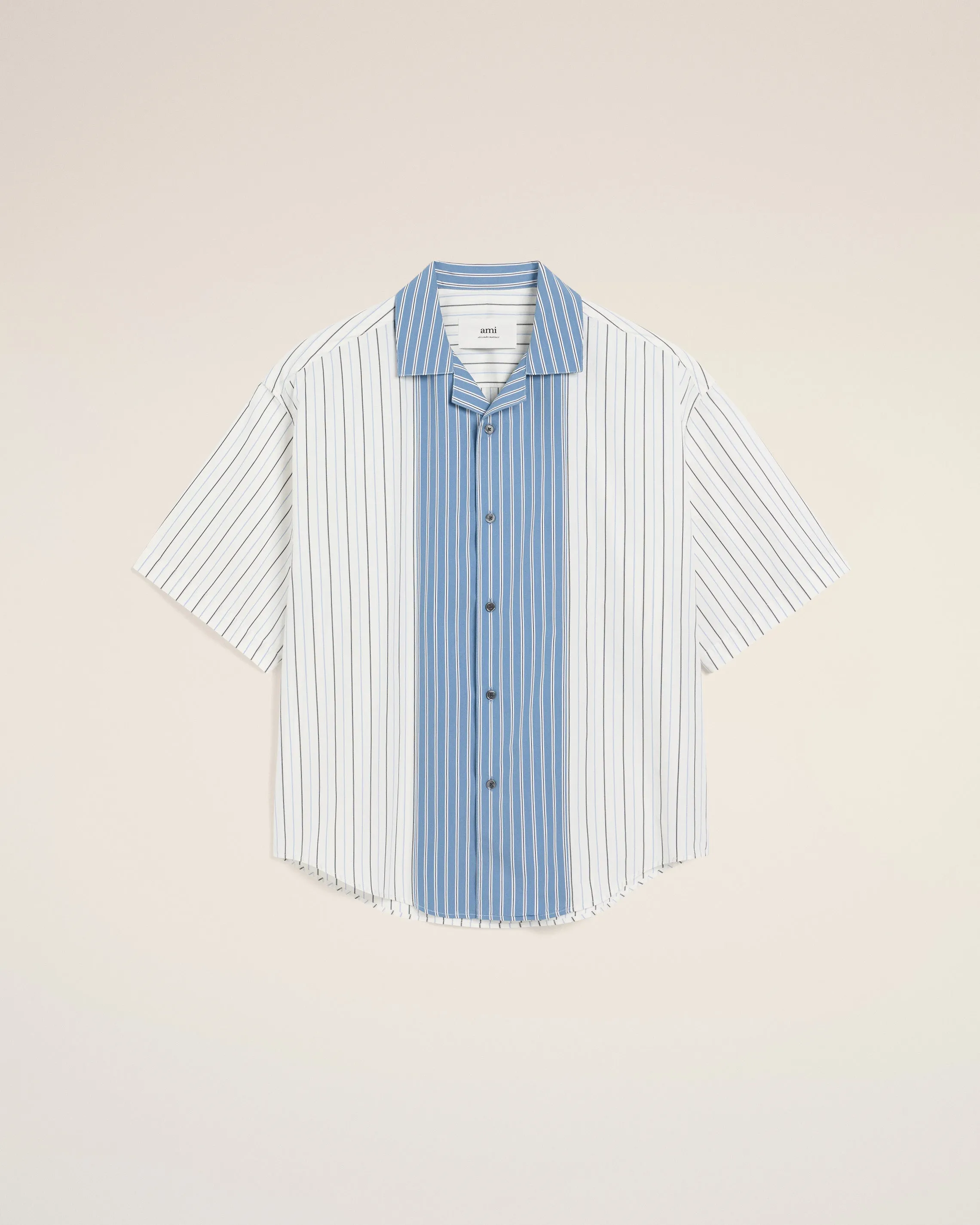 Chemise Blanche Et Bleu Boxy Manches Courtes En Coton sold by Ami