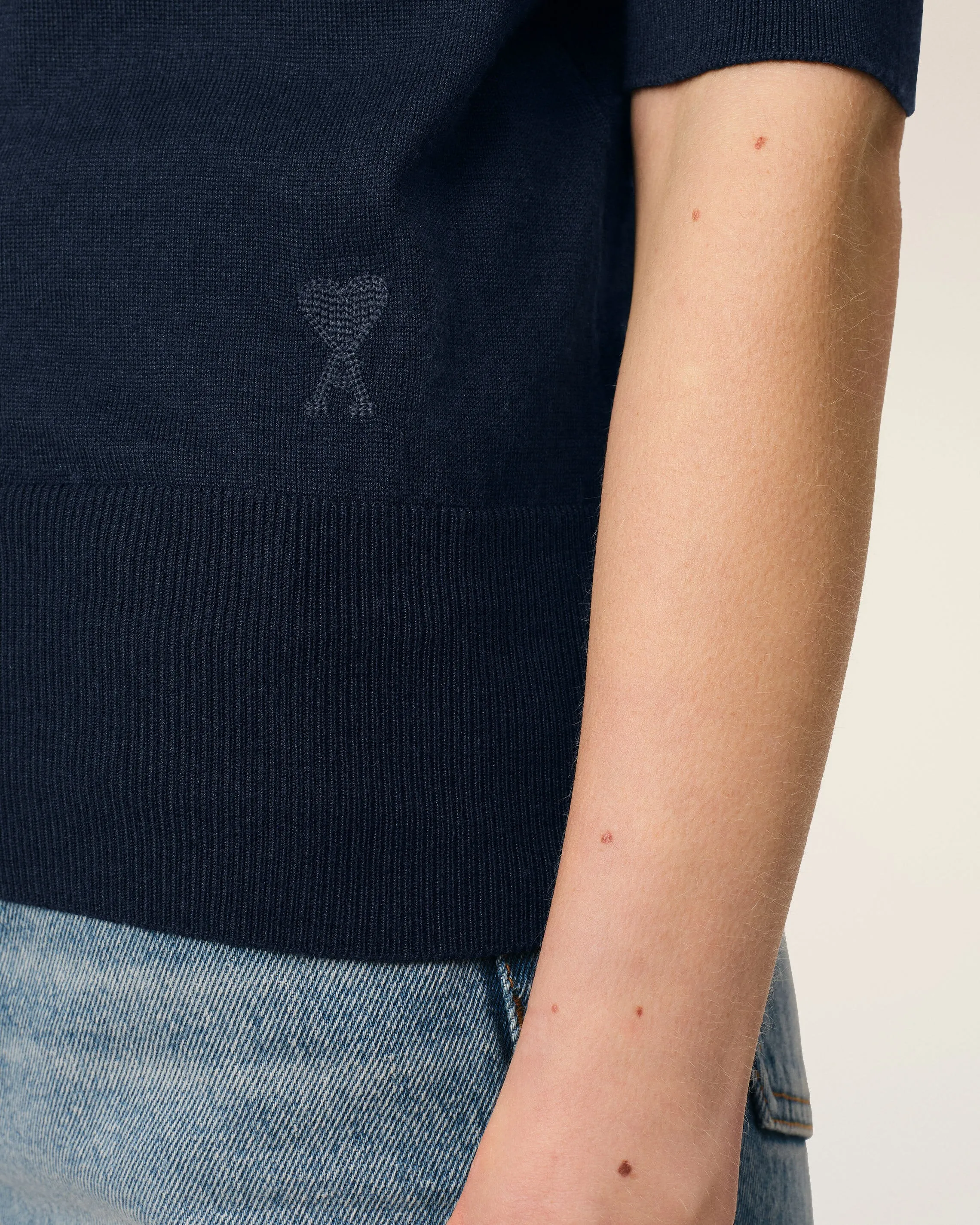 Polo Bleu Marine Ami de Coeur Ton Sur Ton En Laine sold by Ami product image thumbnail 4