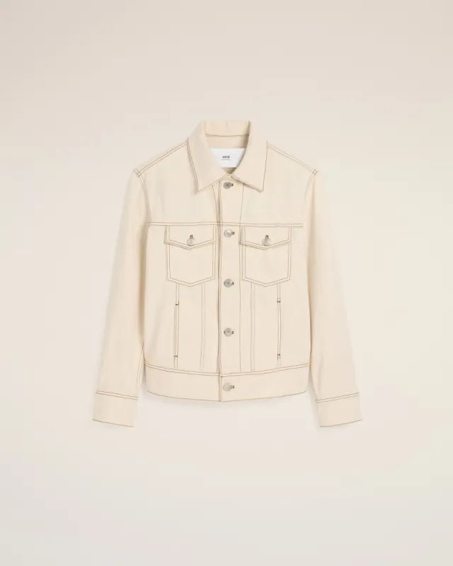 Veste Beige Trucker Ami Paris En Coton sold by Ami