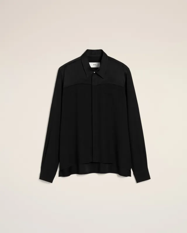 Chemise Noire Manches Longues Haut Contrasté made by Ami