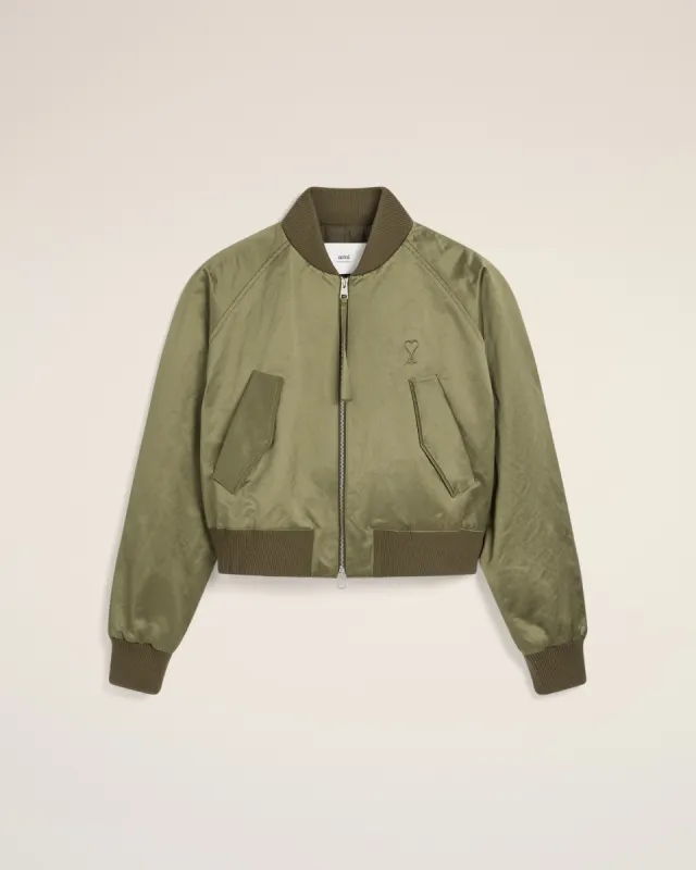 Bomber Vert Ami de Coeur En Satin De Coton made by Ami