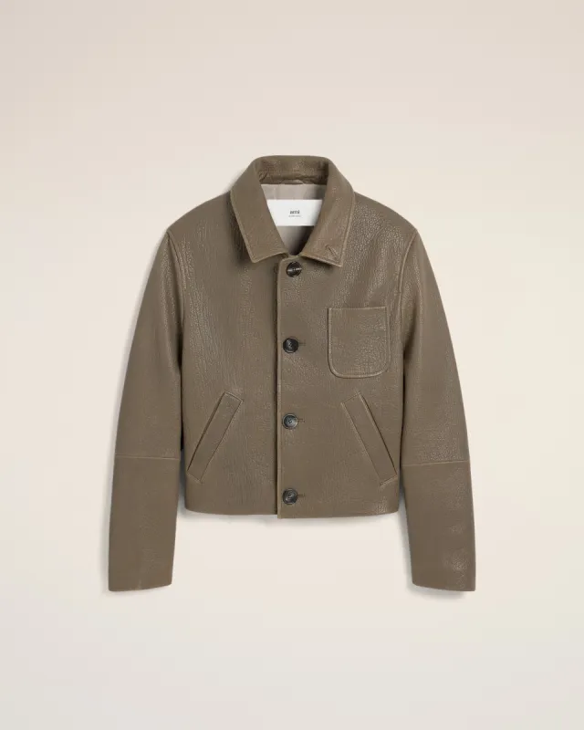 Veste Taupe Boutonnée En Cuir sold by Ami